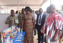 The Bono Regional Minister inspecting the exhibition