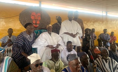 Ya-Na Abukari Mahama II (seated) with Dr Bawumia and some elders