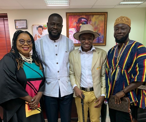 • Young Phil (second right) and Mr Annoh-Dompreh (second left) with Mrs Bertino (left) and Nana Akomea (right) after the meeting