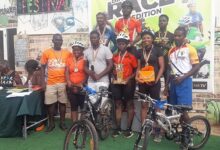 • Mr. Antwi (left) with Kudufia (top second left) and other winners and their prizes