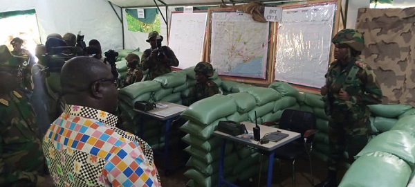 A Soldier briefing Mr Amankwa-Manu