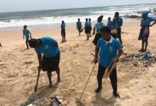 Some of the participants cleaning the beach