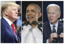 Donald Trump (left), Barack Obama (middle) and President Joe Biden