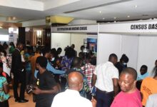 • Participants going round the exhibition stands at the data fair