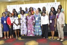 Mrs Akosua Frema Osei-Opare (middle) with the participants after the programme Photo.BUTA