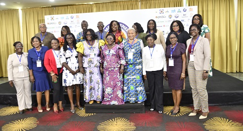 Mrs Akosua Frema Osei-Opare (middle) with the participants after the programme Photo.BUTA