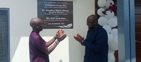 • Inset: Mr Gadzekpo (left) and Dr Marfo unveiling a plaque to inaugurate the facility