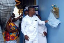 Inset, Apostle Daniel Asiedu unveiling the plaque to inaugurate the chapel