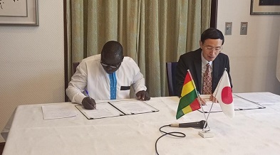 • Mr Abdul-Fatawu (left) and Mr Hisanobu signing the agreement