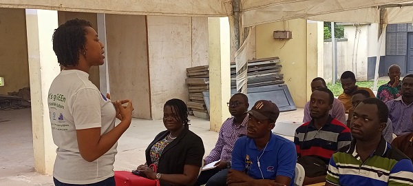 Ms Gifty Cudjoe (left) addressing the participants