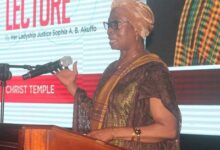 Justice Akuffo delivering her speech