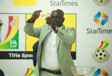 • Chairman of the MTN FA Cup Committee, Wilson Arthur, drawing one of the teams