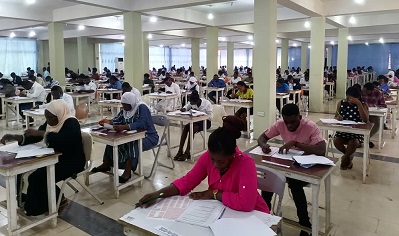 Candidates writing the exams