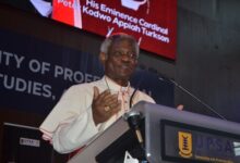 Cardinal Turkson (inset) speaking at the programme Photo Victor A. Buxton