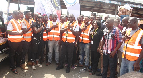 Members of Pernod Ricard Ghana and Street Sense Organisation with the drivers during the campaign Photo Anita Nyarko-Yirenkyi (1)