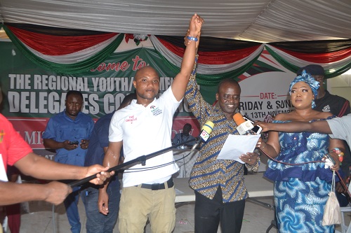 Mr Armose Blessing Amos (left) being declared winner of the Regional Youth Organizer position Photo Victor A. Buxton