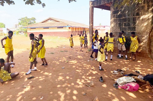 Some pupils playing on the school compound