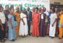 The dignitaries with some women farmers at the event. Photo Godwin Ofosu-Acheampong