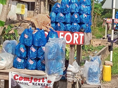 The kenkey being sold at the roadside