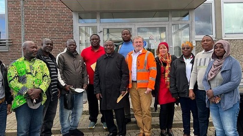 Prof. Welentsi(middle) with Nii Agbo (fourth from left) and others at the ABK Dauber Kundenzentrum Verwaltung company during the visit