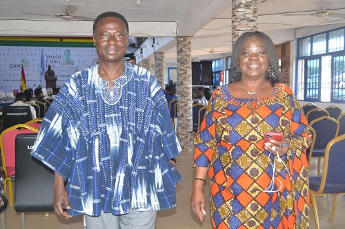 Mrs Cynthia A. Bediako (right) with Mr Daniel Nkrumah at the programme Photo Victor A. Buxton