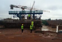 • The ongoing works on the Twifo Praso bridge and approach roads