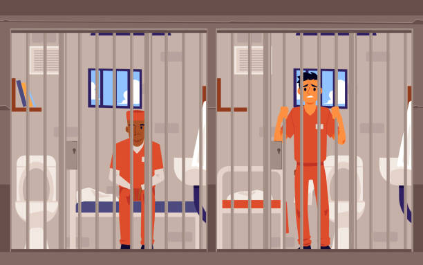 Prison inmates men cartoon characters