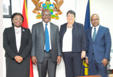 Dr Addison (second left) with Ambassador Palmer flanked by the First and Second Deputy Governors of BoG