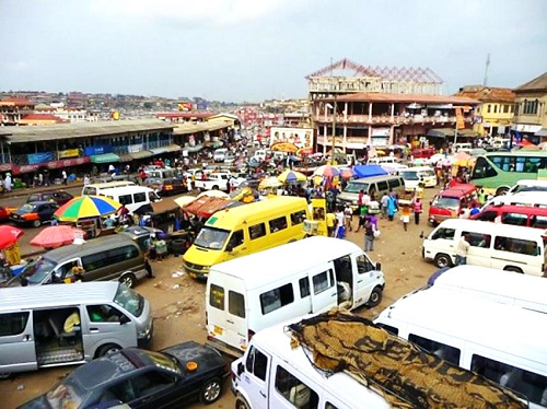 A Tro-Tro station in Ghana
