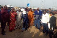 • Vice President Bawumia (fourth from left) cutting the sod for the commencement of the project