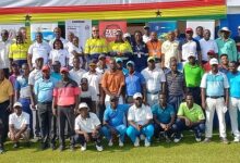 • lead story Officials of Gold Fields Ghana and PGA and golfers after yesterday’s tee off