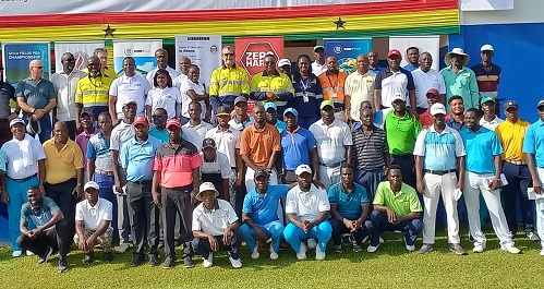 • lead story Officials of Gold Fields Ghana and PGA and golfers after yesterday’s tee off