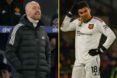 • Ten Hag (left) not bothered about Casemiro’s absence