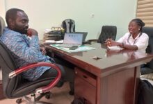 • Dr Benedict Okoe Quao being interviewd by our reporter