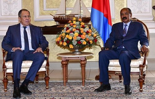 • Mr Lavrov (left) has met Eritrea’s President, Isaias Afwerki, in Asmara