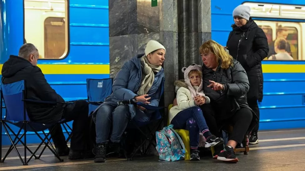 • People took shelter in metro stations on Thursday morning after Russian missiles struck Kyiv
