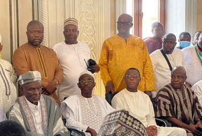 • Mr Nketia (seated second from left) and other executives of NDC with the Muslim leaders