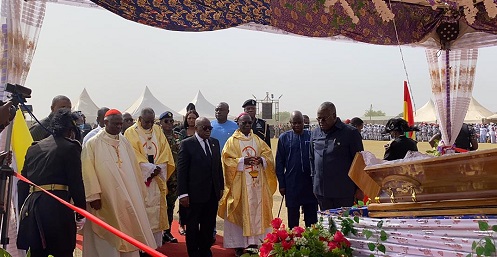 • President Akufo-Addo (middle) with some bishops and other dignitaries paying their last respects to the late Cardinal Richard Baawobr