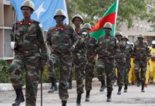 • Somali military march at a Ministry of Defence compound in Mogadishu