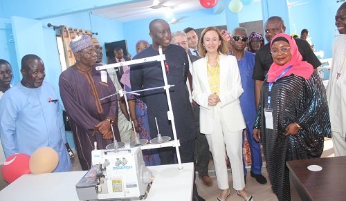• Amb. Ozlem Ergun Ulueren (second from right), Mr Patrick Boamah (third from left) and other dignitaries touring the centre Photo: Ebo Gorman