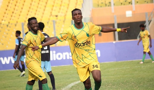• Abednego celebrating one of his two goals on Sunday