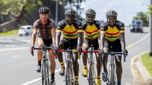 • Anthony Boakye (second left) and other Ghanaian cyclists ready to make the nation proud
