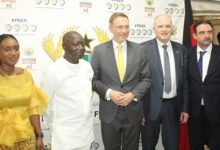 • Mr Ken Ofori-Atta (second from left) with Mr Christian Lindner (third from right) and other officials after the meeting Photo: Ebo Gorman