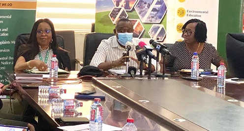 • Mr Kokofu (middle) addressing the media with other EPA executives