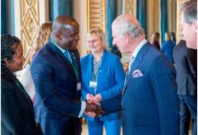• Mr Jinapor (left) exchanging greetings with King Charles III