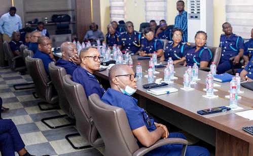 • Leadership of petroleum downstream at GRA Customs Division listening to a presentation