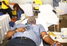 • A donor donating blood at the programme