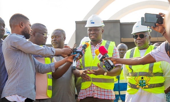 • The Minister speaking after inspecting the Koforidua Stadium reconstruction