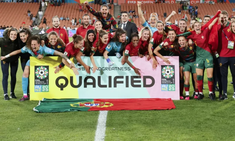 • Portugal celebrating their first Women’s World Cup qualification