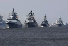 The Russian fleet, led by the Admiral Gorshkov warship